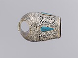 Ring, Silver; chased, with vegetal and animal motifs, openwork, and inset turquoises