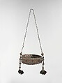 Begging Bowl, Silver; fire-gilded with applied silver chain decoration, carnelians and turquoises, and tassels.