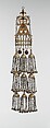 Temple Pendant, Silver, glass, carnelian
