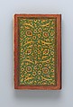 Miscellany of Prayers and Suras from a Qu'ran, Abu Talib al-Isfahani (Iranian), Miscellany: ink and opaque watercolor on embossed colored paper 
Binding: pasteboard, opaque watercolor, and gold under lacquer