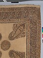Shawl, Wool; plain weave, appliquéd with embroidered panels