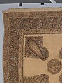 Shawl, Wool; plain weave, appliquéd with embroidered panels