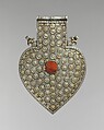 Cordiform Pendant, Silver, carnelian