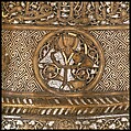 Candlestick, Brass; inlaid with silver, gold, and black compound