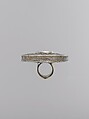 Ring, Silver, fire-gilded, with stamped beading, decorative wire, and glass inlays backed with fabric, lacquer, or paper