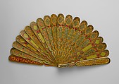 Fan with Poetic Verses, Wood; painted, gilded, and lacquered