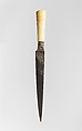 Knife with Ivory Hilt, Steel, watered; ivory and gold