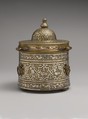 Inkwell with Zodiac Signs, Brass; cast, inlaid with silver, copper, and black compound