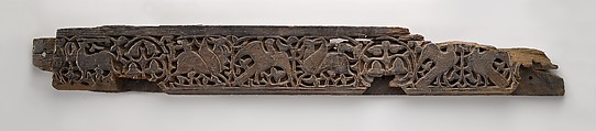 Panel with Birds, Griffins, and Animals, Wood; carved