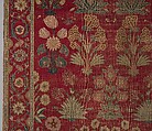 Carpet with Irises, Tulips, and Other Flowering Plants, Cotton (warp and weft); wool (pile); asymmetrically knotted pile