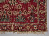 Carpet with Irises, Tulips, and Other Flowering Plants, Cotton (warp and weft); wool (pile); asymmetrically knotted pile