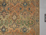 Polonaise Carpet, Cotton (warp and weft), silk (weft and pile), metal wrapped thread; asymmetrically knotted pile, brocaded