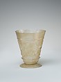Beaker with Relief-cut Decoration, Glass, colorless; blown, cut