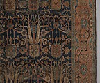 Carpet with Repeating Tree Design, Cotton (warp and weft), wool (pile); asymmetrically knotted pile
