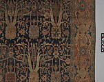 Carpet with Repeating Tree Design, Cotton (warp and weft), wool (pile); asymmetrically knotted pile