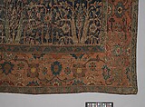 Carpet with Repeating Tree Design, Cotton (warp and weft), wool (pile); asymmetrically knotted pile