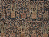 Carpet with Repeating Tree Design, Cotton (warp and weft), wool (pile); asymmetrically knotted pile