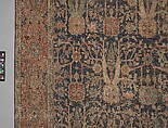 Carpet with Repeating Tree Design, Cotton (warp and weft), wool (pile); asymmetrically knotted pile