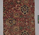 Carpet Fragment, Wool (warp, weft and pile); asymmetrically knotted pile