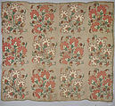 Cover, Linen, silk; plain weave, embroidered