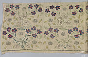 Towel End, Linen, silk, metal wrapped thread; plain weave, embroidered