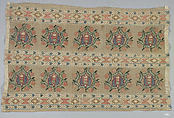 Textile Fragment, Linen, silk; plain weave, embroidered