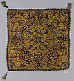 Square, Silk, gold wrapped thread; embroidered