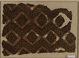 Textile Fragment, Linen, silk; plain weave, brocaded