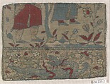 Textile Fragment, Silk, metal wrapped thread; lampas