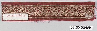 Textile Fragment, Silk and metal wrapped thread; satin weave, brocaded (kincob)