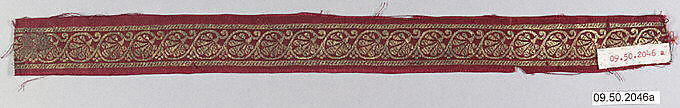 Textile Fragment, Silk and metal wrapped thread; satin weave, brocaded (kincob)