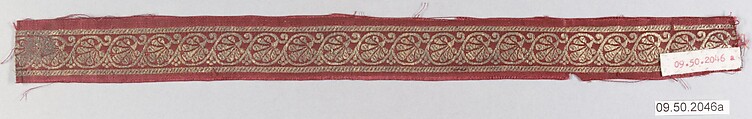 Textile Fragment, Silk and metal wrapped thread; satin weave, brocaded (kincob)