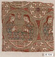 Textile with Musicians, Silk, gilt animal substrate around a silk core; lampas