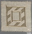 Square, Cotton, silk, metal wrapped thread; plain weave, embroidered