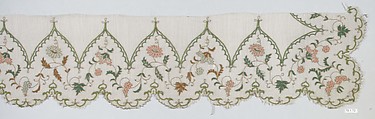 Textile Fragment, Silk, metal wrapped thread; plain weave, embroidered