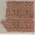 Textile Fragment, Silk, metal wrapped thread; lampas, brocaded