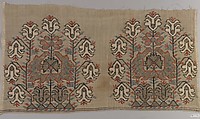 Textile Fragment, Linen, silk, metal wrapped thread; plain weave, embroidered