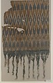 Textile Fragment, Cotton; plain weave, resist-dyed (ikat), embroidered