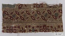 Textile Fragment, Cotton, plain weave; painted and/or printed, mordant and resist dyed