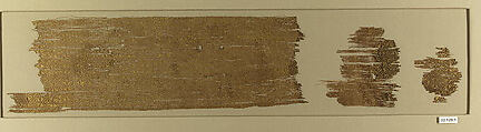 Textile Printed in Gold, Linen, cotton, rabbit fur; plain weave, printed