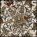 Bowl with Courtly and Astrological Motifs, Stonepaste; polychrome inglaze and overglaze painted and gilded on opaque monochrome glaze (mina'i)