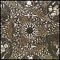Tray with Sun Symbol, Brass; cast, chased, engraved, inlaid with silver and gold