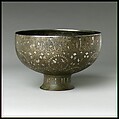 Footed Bowl, Bronze; inlaid with silver and black compound
