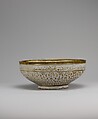 Bowl With Musicians in a Garden, Stonepaste; glazed in opaque white, luster-painted