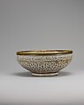 Bowl With Musicians in a Garden, Stonepaste; glazed in opaque white, luster-painted