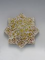 Star-Shaped Tile, Earthenware; luster-painted on opaque white glaze