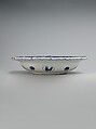 Blue-Ground Dish with Floral Design, Stonepaste; polychrome painted under transparent glaze