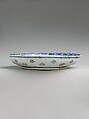 Dish with 'Tughra-illuminator' Design, Stonepaste; painted in blue under transparent glaze