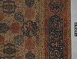 Carpet with a Compartment Design, Silk (warp and weft), wool (pile); asymmetrically knotted pile