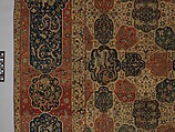 Carpet with a Compartment Design, Silk (warp and weft), wool (pile); asymmetrically knotted pile